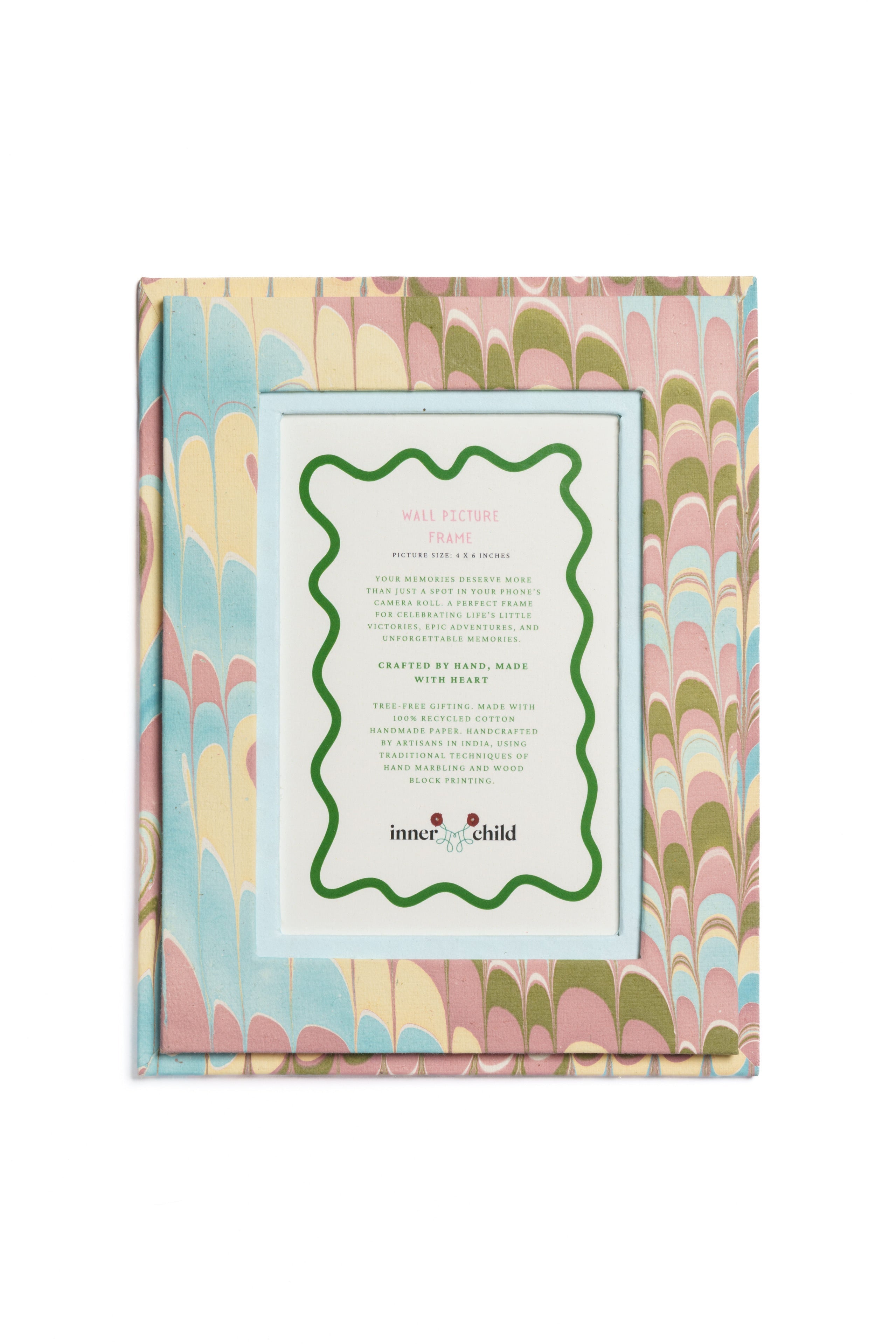 Hand-Marbled Picture Frame 4x6 in Lilac Blues