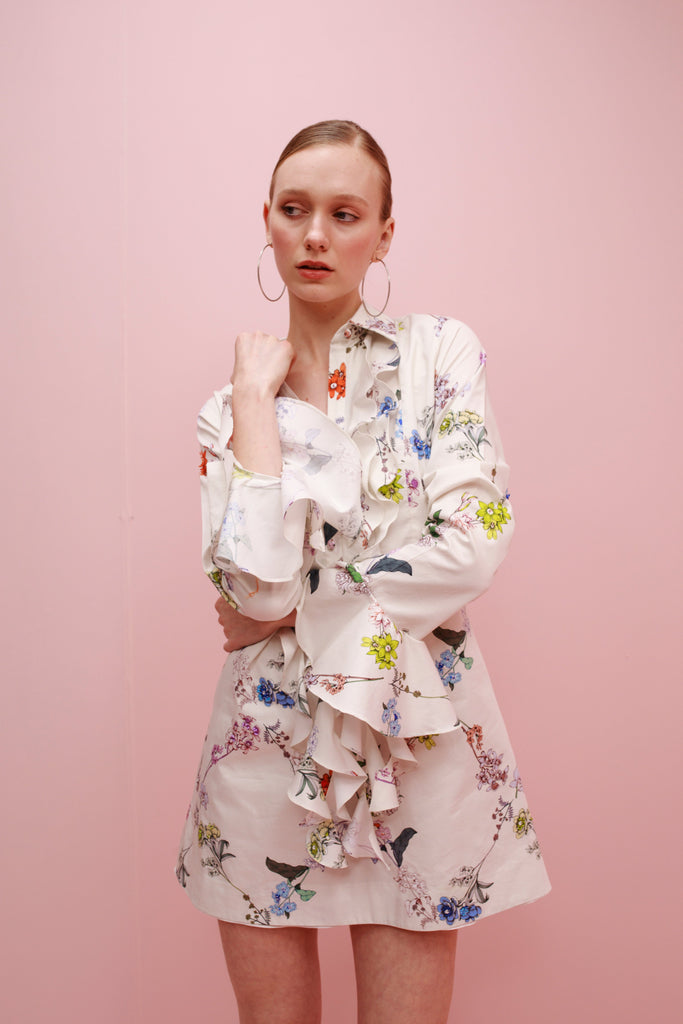 Cate Cotton Flowers Mini Dress