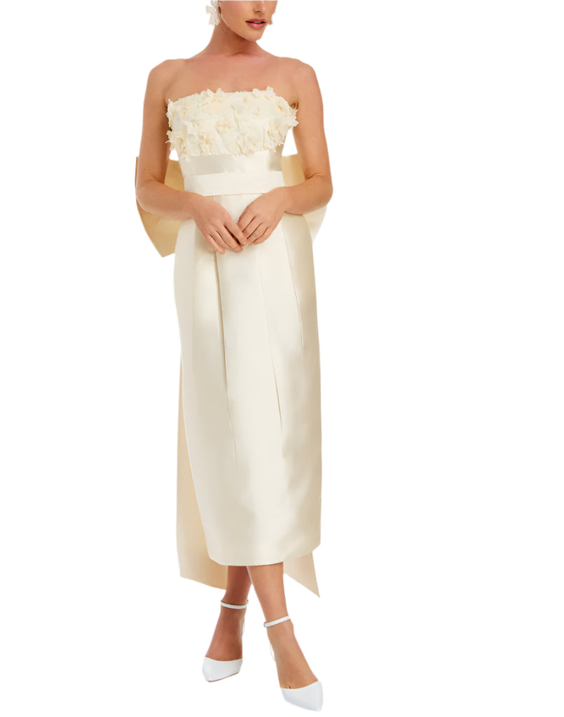 Lorena Convertible Bow Dress in Ivory