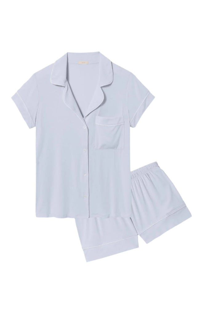 Gisele Shortie Pj Set in Ice Blue/Ivory
