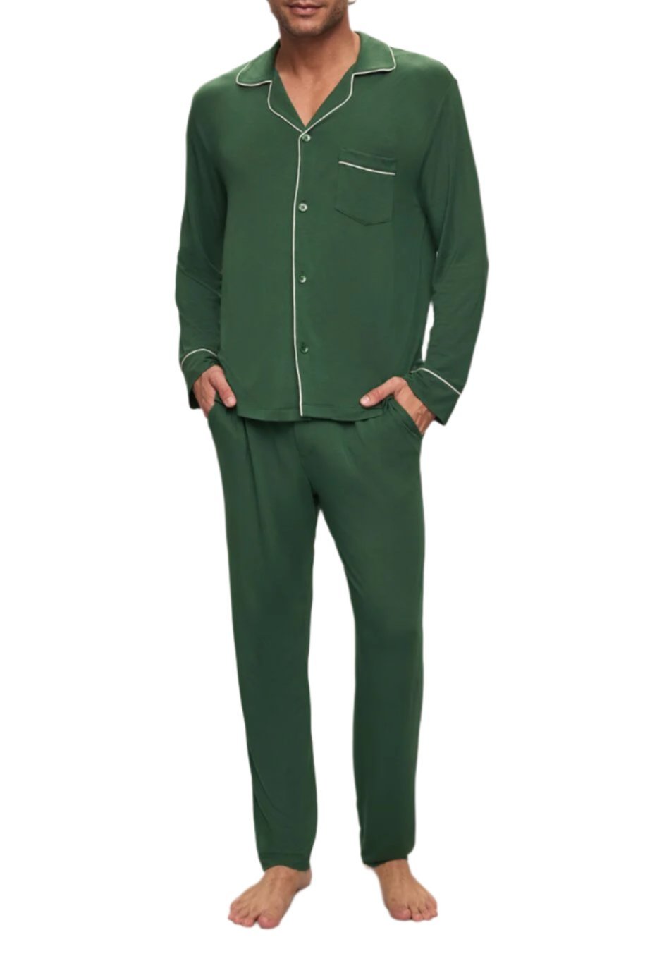 William Pj Set In Forest Green/Ivory