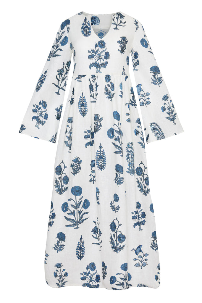 Lugano Maxi Dress in Indigo Botanical