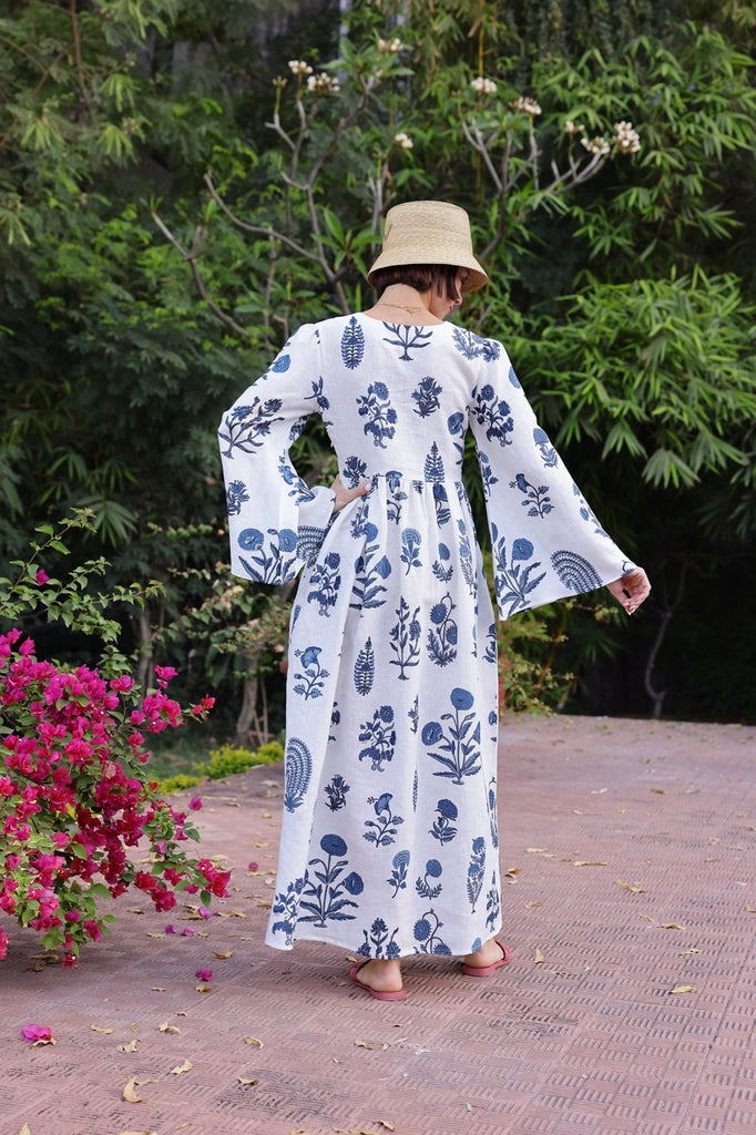 Lugano Maxi Dress in Indigo Botanical