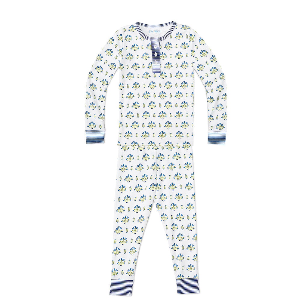 Posy Floral Block Print Two-Piece Kids Henley Pajamas