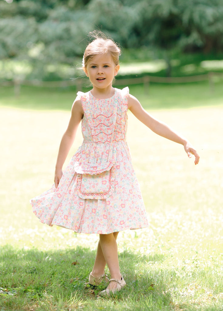 Marguerite Floral Pink Frilled Sleeveless Smocked Dress