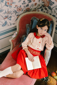 Marie Red Smocked Skirt & Blouse
