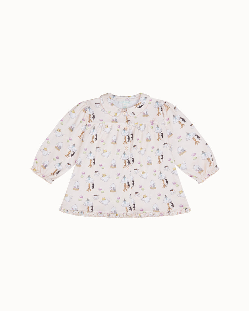 Kitten's Tea Party Pajama in Child Pink