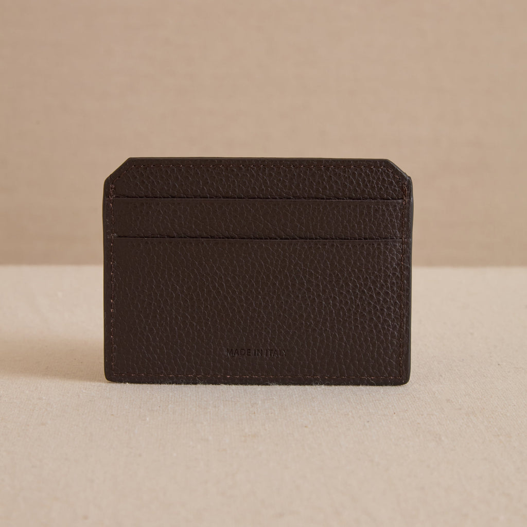 Card Case in Tumbled Grain Chocolate