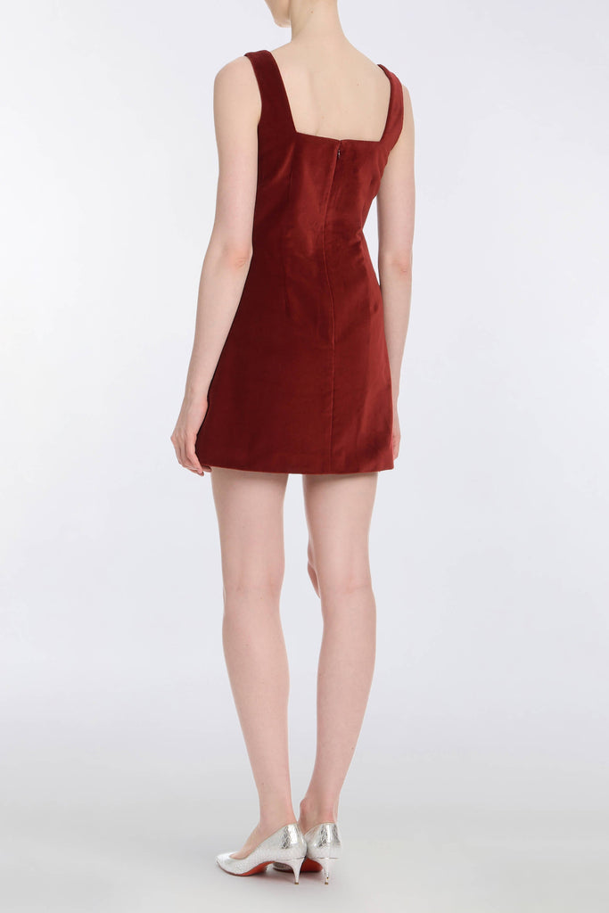 Jeanine Burgundy Velvet Mini Dress