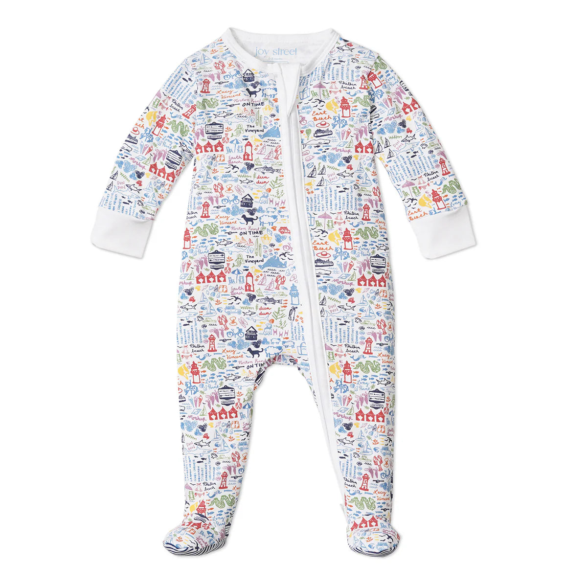 Martha's Vineyard Zip Baby Onesie in Moby Multi