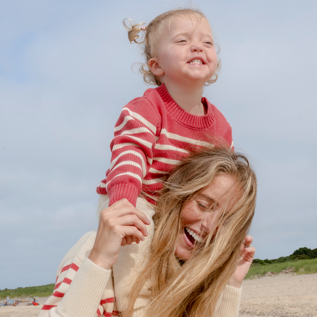 Unisex Red and Cream Stripe Knit Sweater