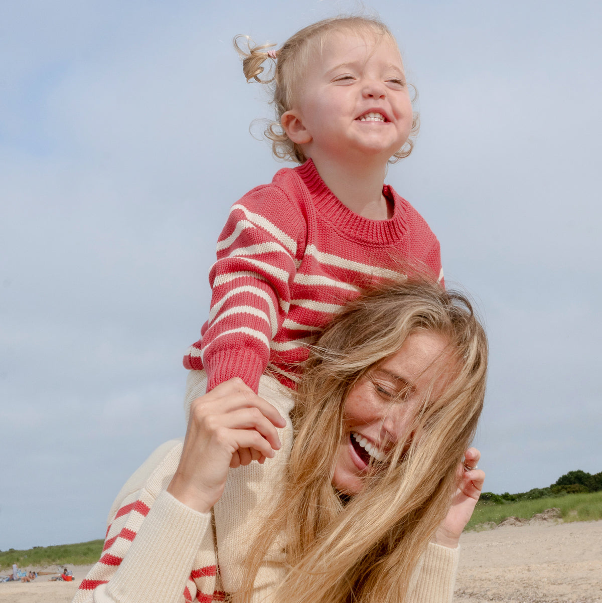 Unisex Red and Cream Stripe Knit Sweater