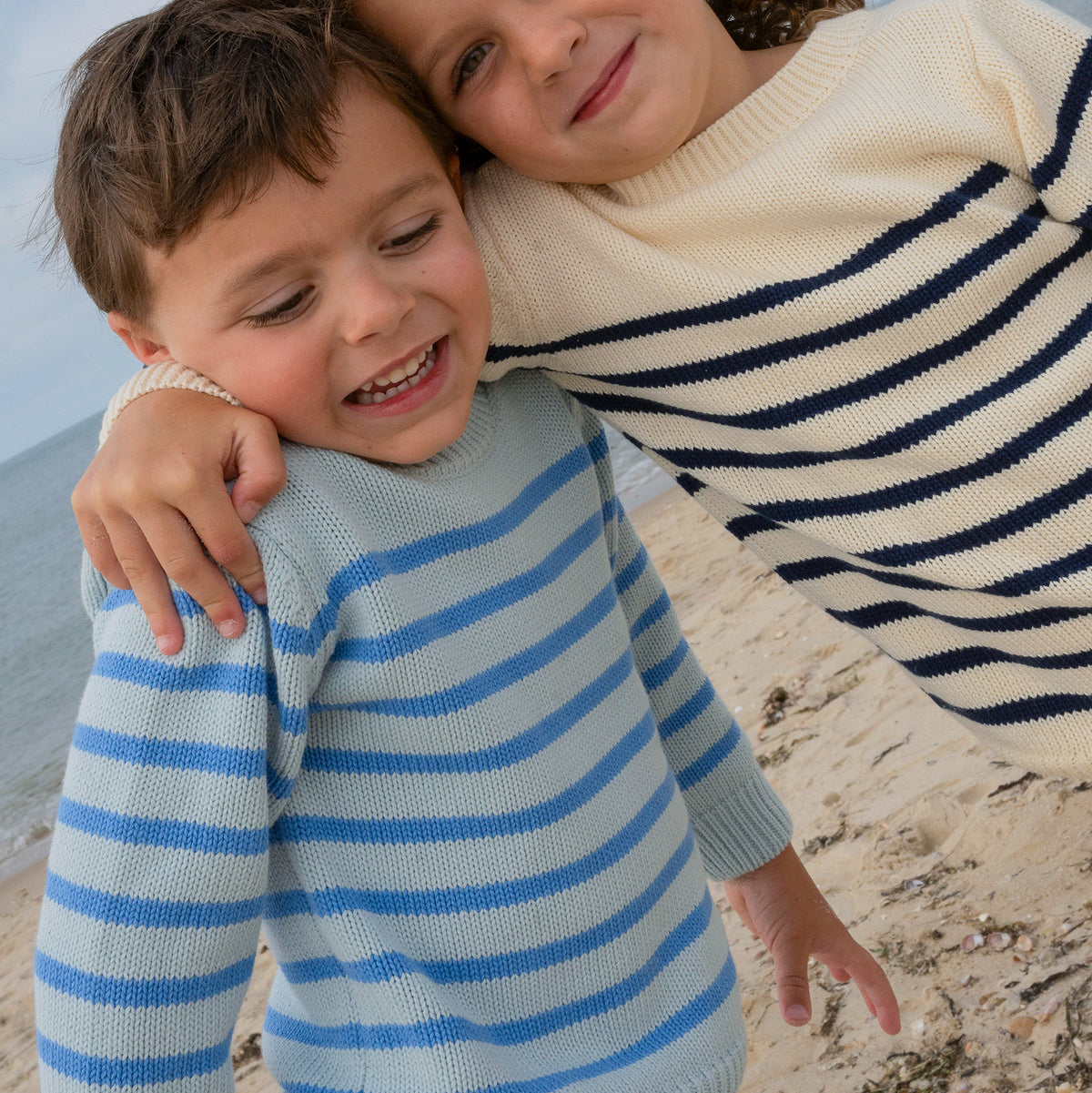 Unisex Blue Stripe Knit Sweater