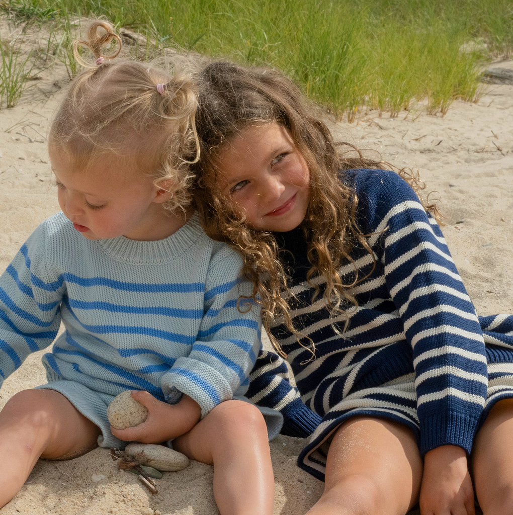 Unisex Blue Stripe Knit Sweater