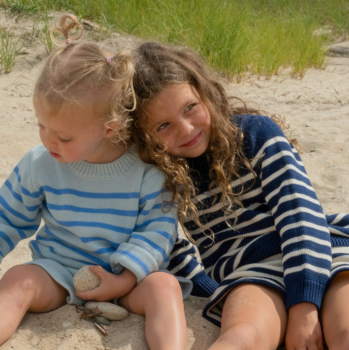 Unisex Blue Stripe Knit Sweater