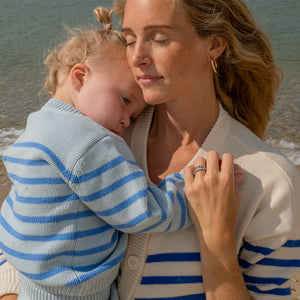 Unisex Blue Stripe Knit Sweater