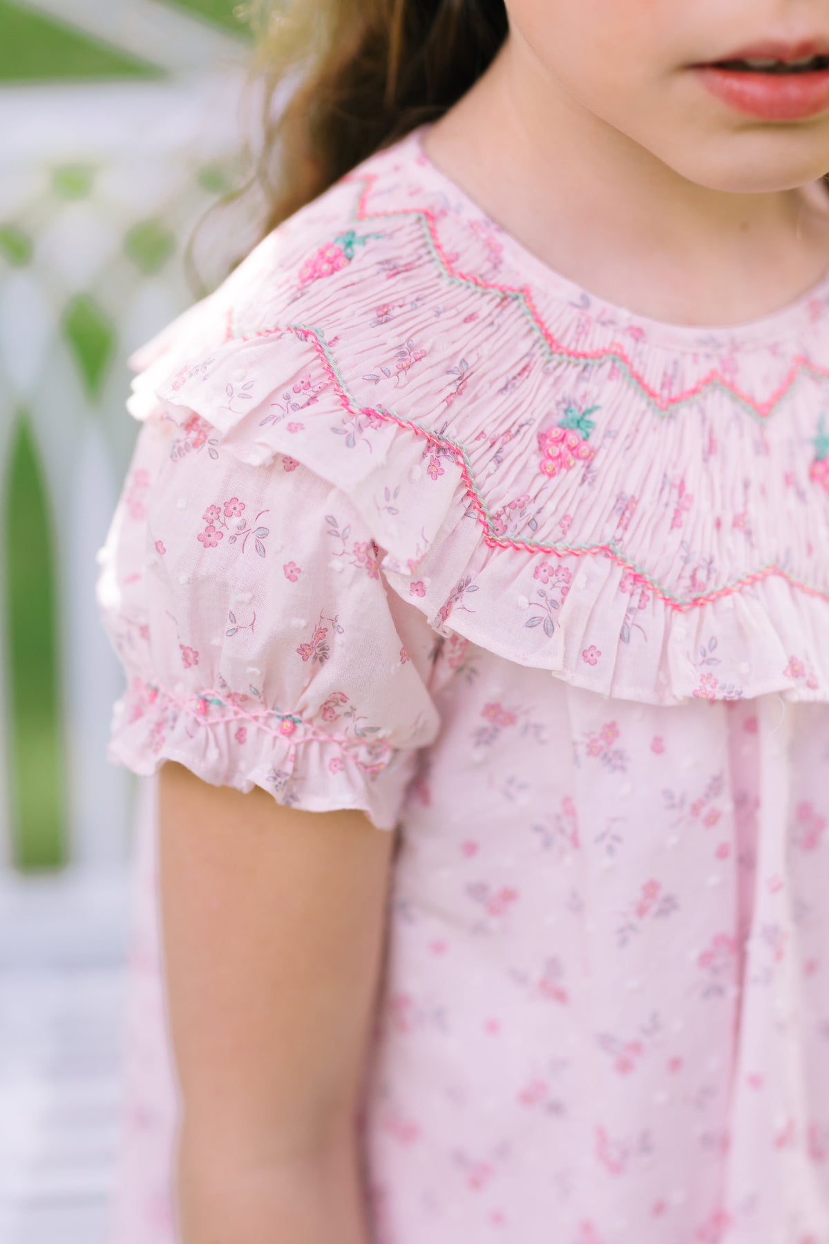 Myrtille Pink Floral Short Sleeve Bishop Dress