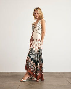 Mabel Dress in Cream & Deep Clay