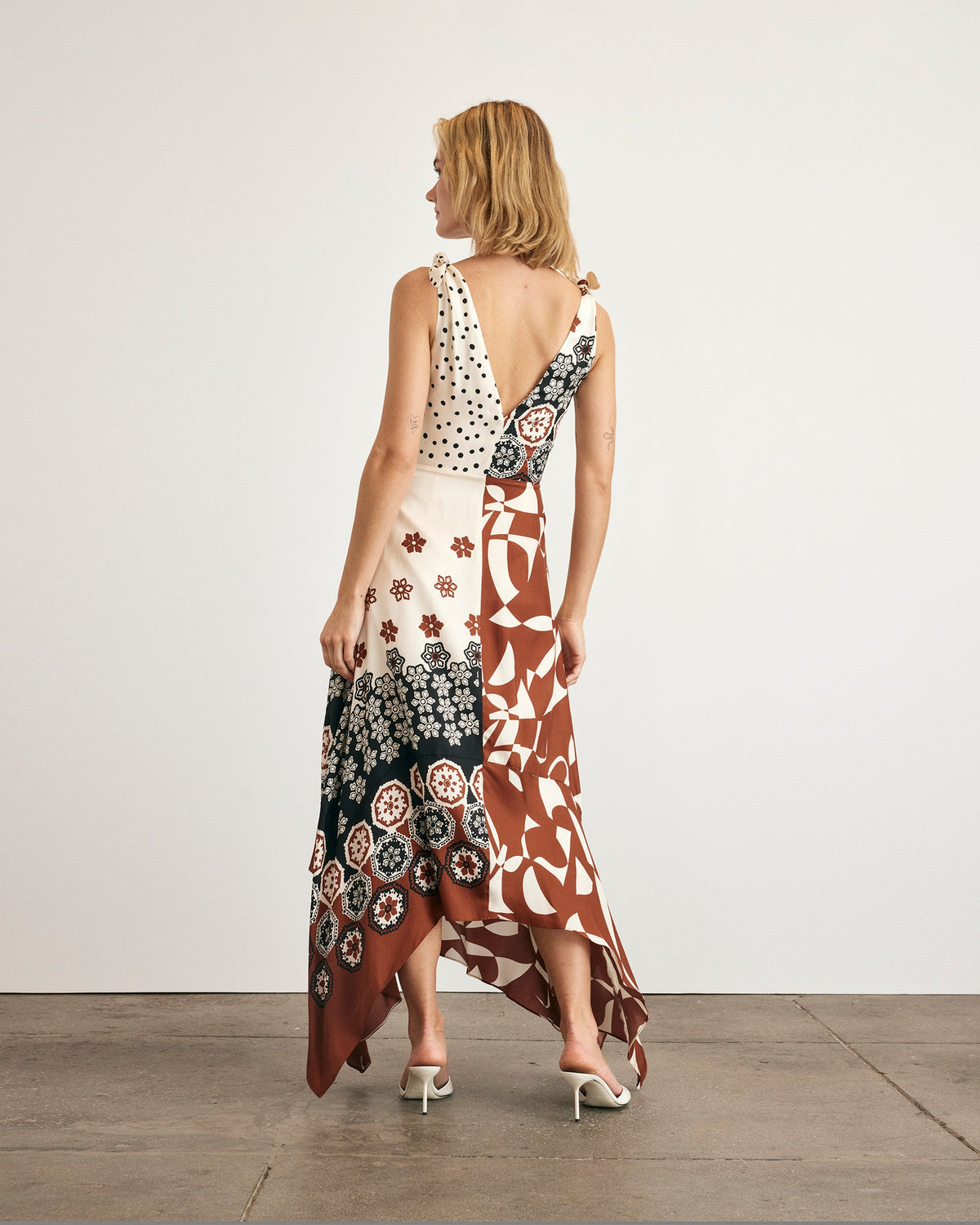 Mabel Dress in Cream & Deep Clay