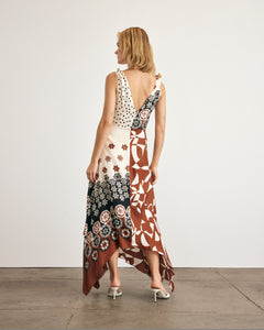 Mabel Dress in Cream & Deep Clay