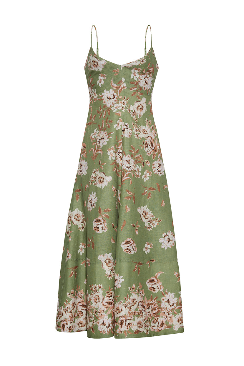 Mae Midi Dress in Farella Sage