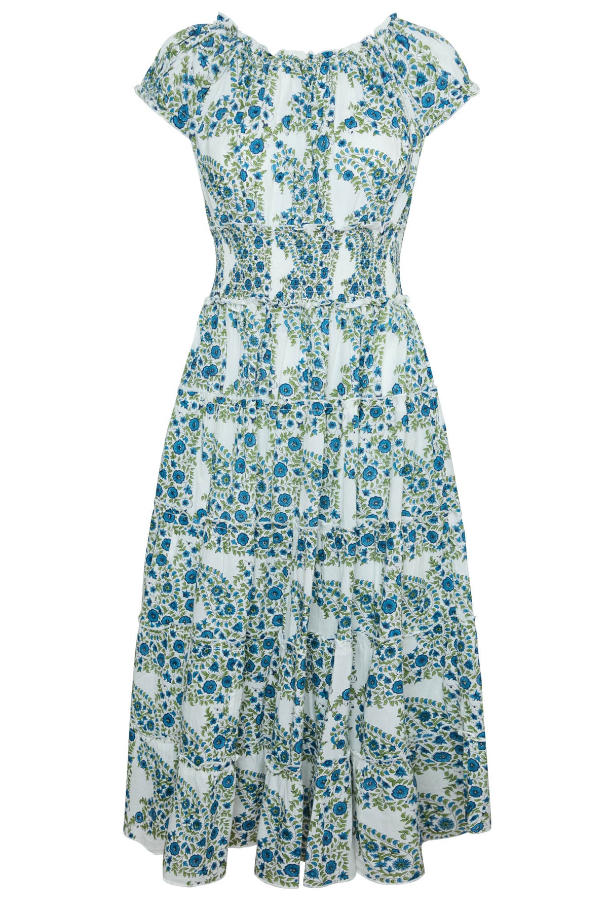 Majorca Midi Dress in Blue Green Paisley
