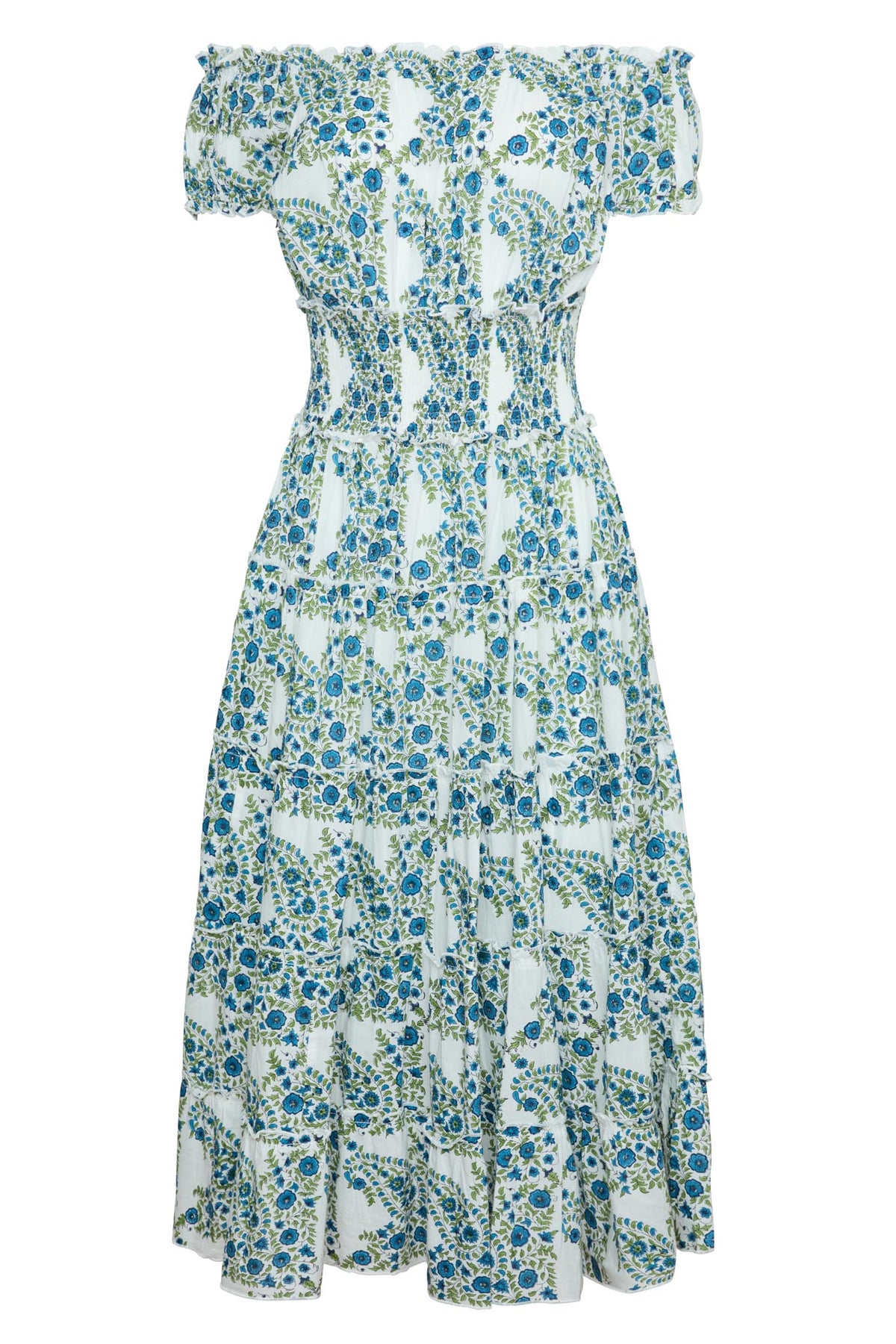 Majorca Midi Dress in Blue Green Paisley