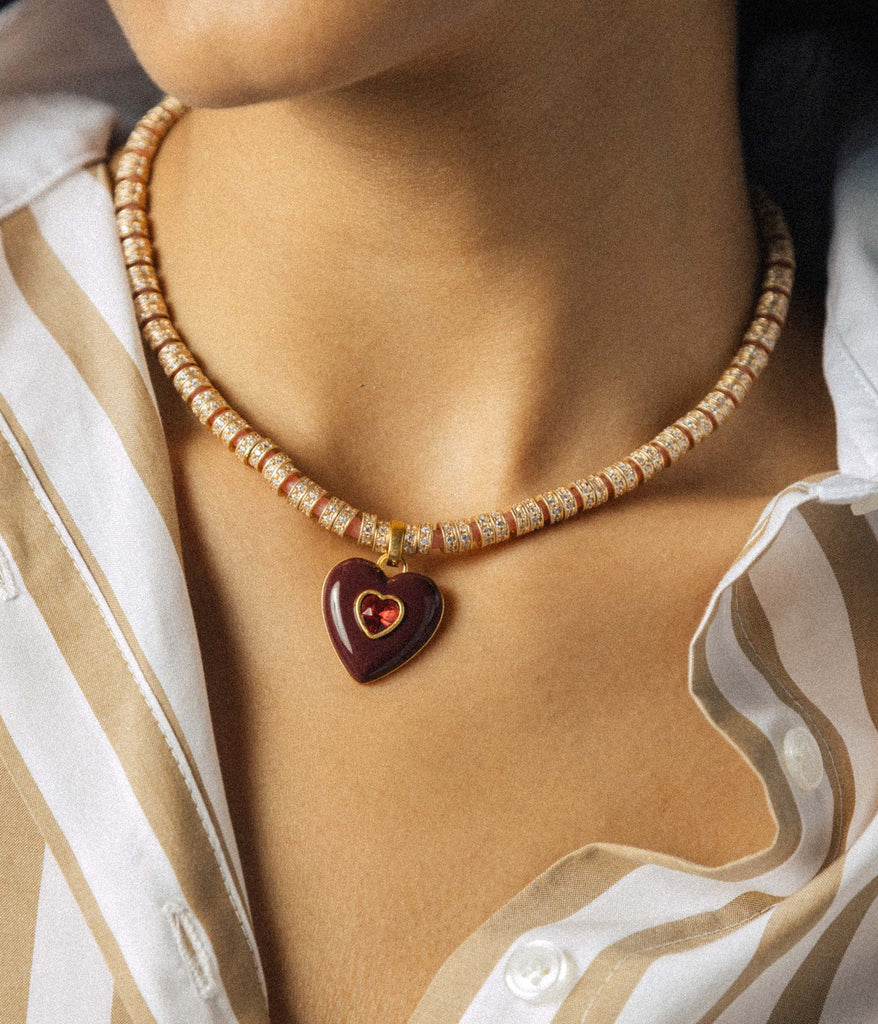 Manon Slider Necklace in Coral