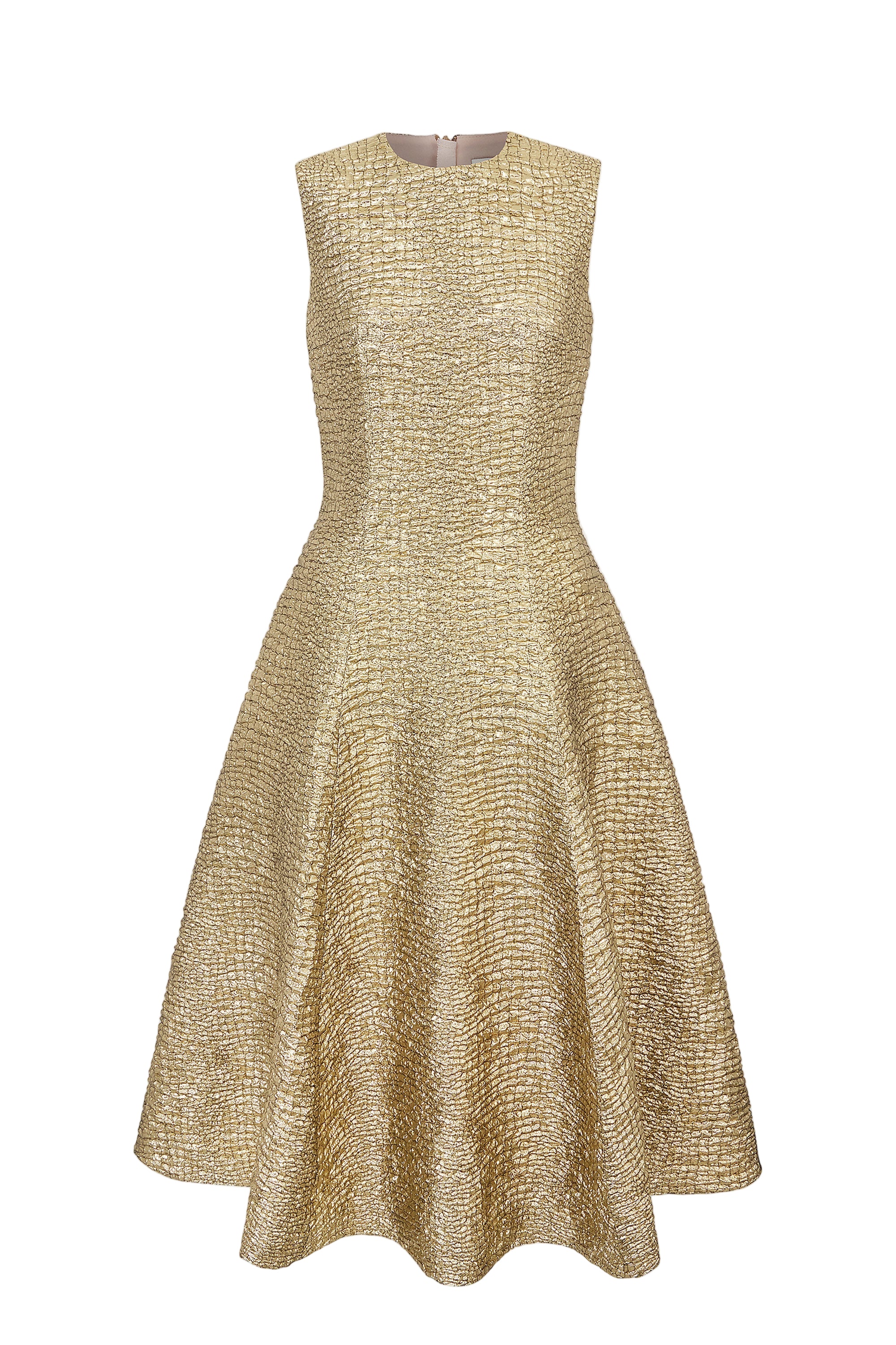Mara Dress in Gold Metallic Seersucker