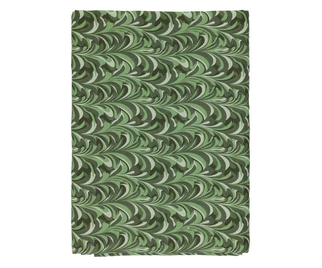 Marble Linen Tablecloth in Green
