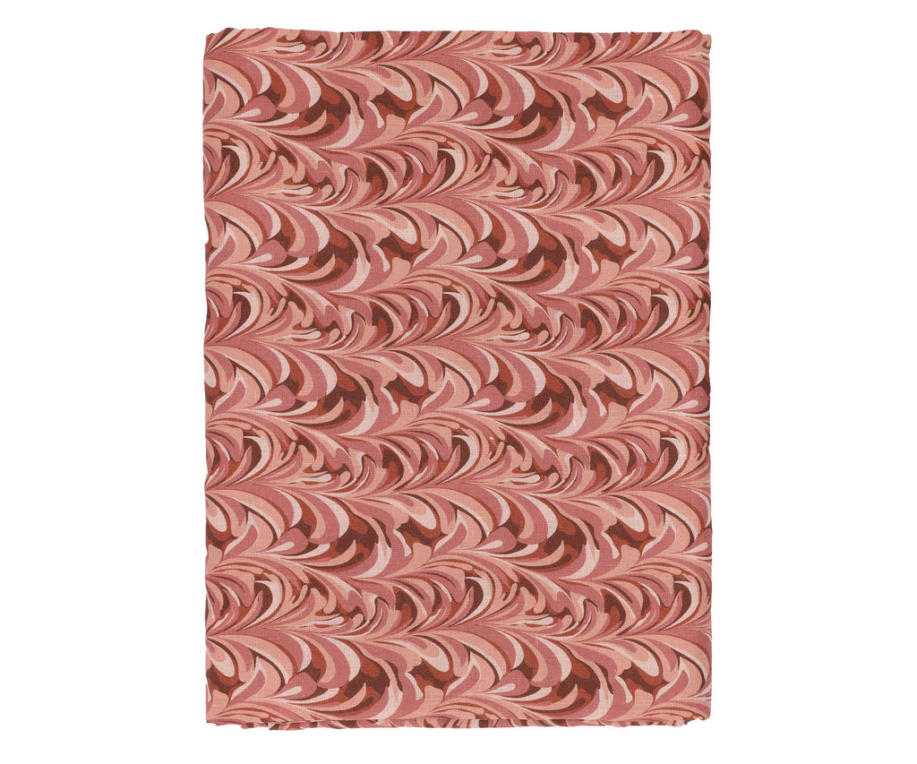 Rebecca Udall, Marble Linen Tablecloth, Pink Burgundy