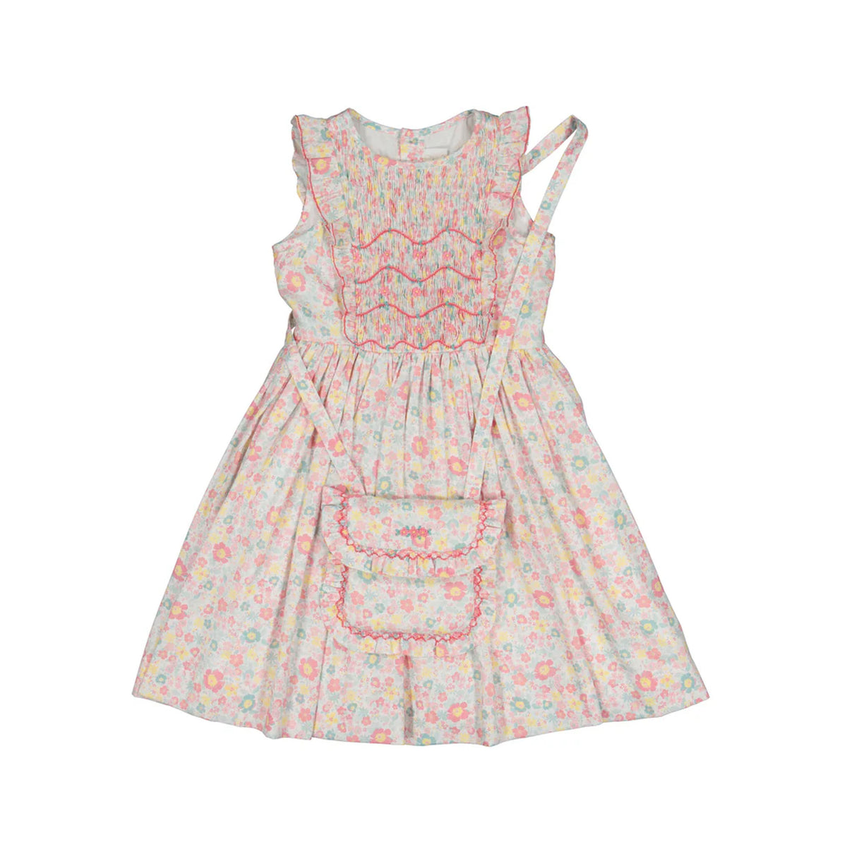Marguerite Floral Pink Frilled Sleeveless Smocked Dress