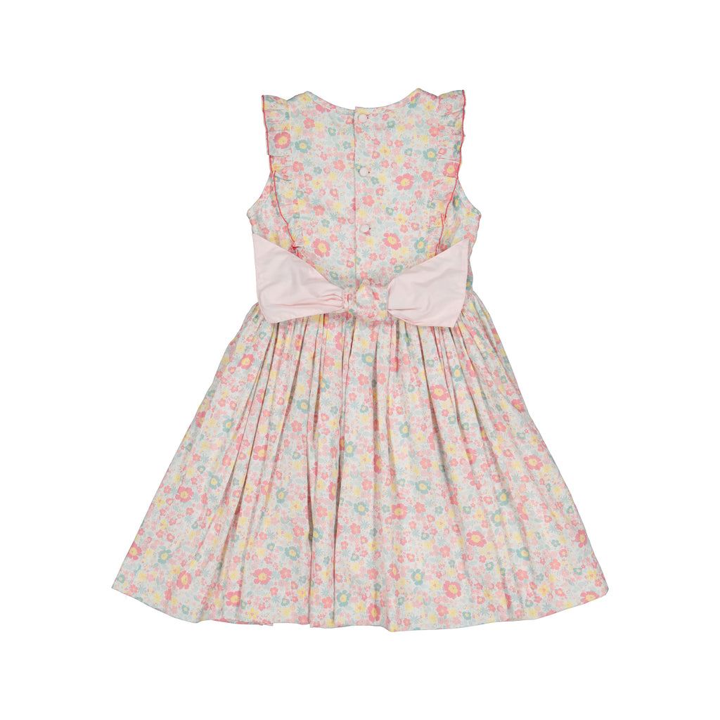 Marguerite Floral Pink Frilled Sleeveless Smocked Dress