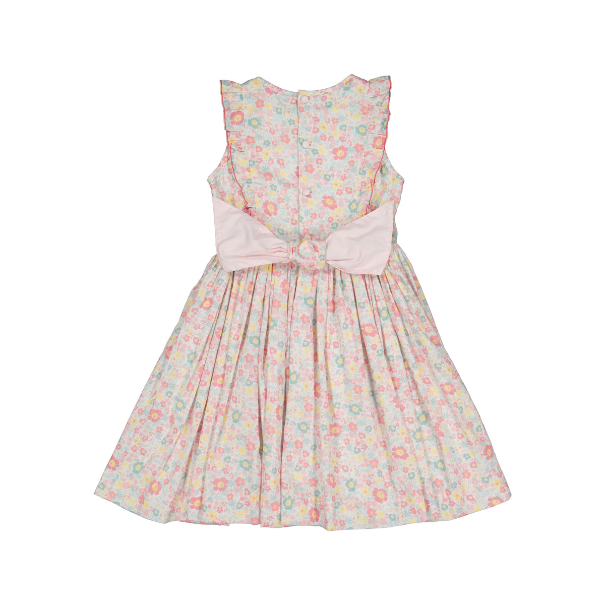 Marguerite Floral Pink Frilled Sleeveless Smocked Dress