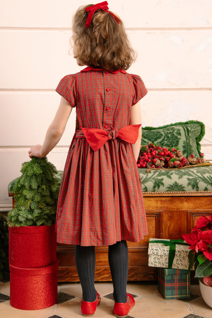 Marguerite Red Tartan Smocked Dress
