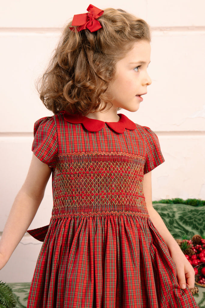 Marguerite Red Tartan Smocked Dress