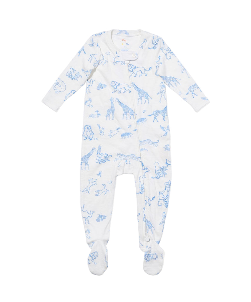 Marley Zip Pajama in Blue Animal Parade