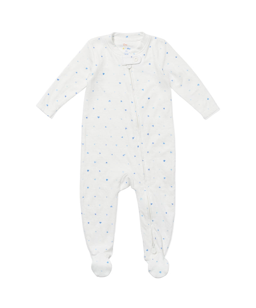 Marley Zip Pajama in Blue Hearts