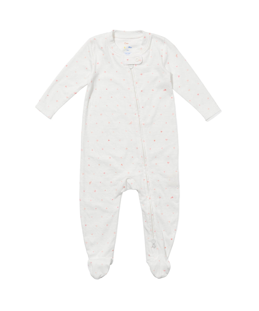 Marley Zip Pajama in Rose Hearts