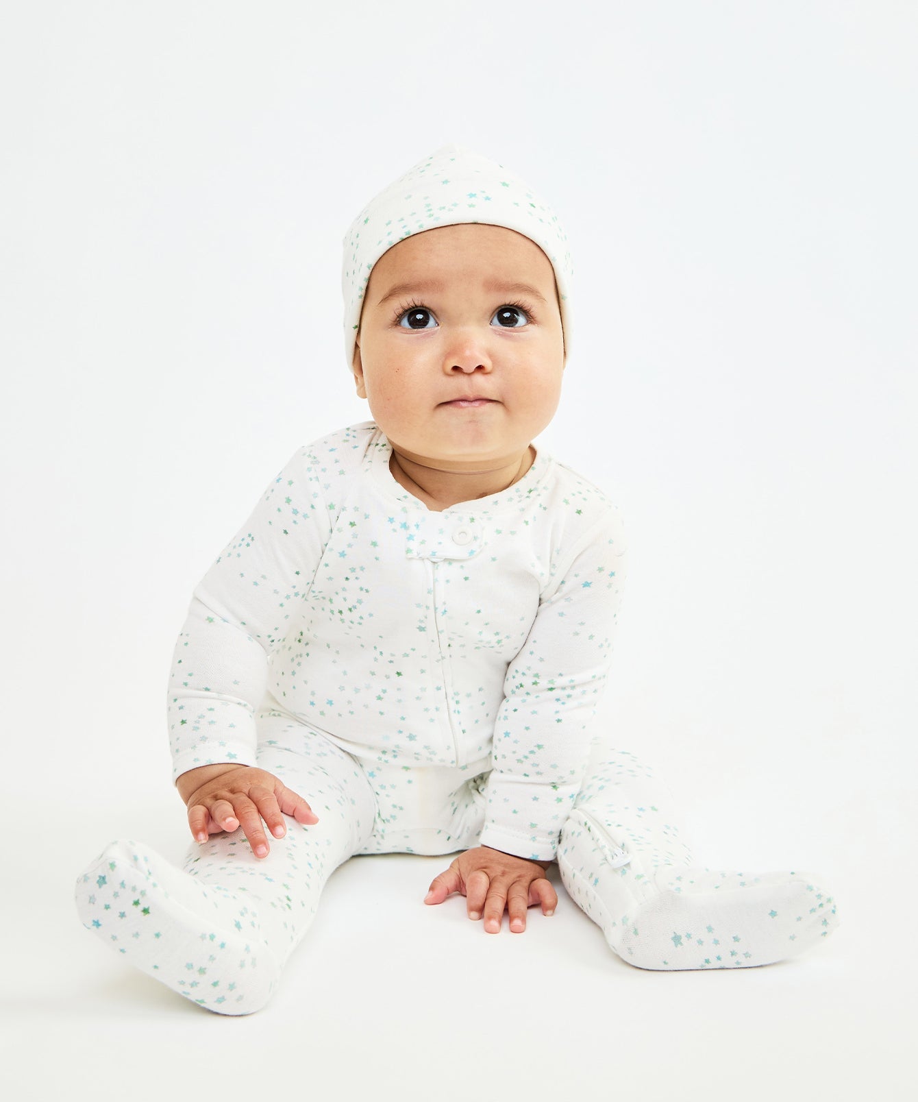 Marley Zip Footie in Seafoam Star