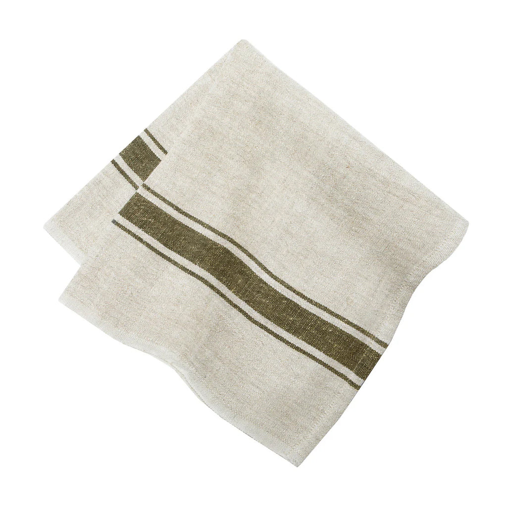 Marseille Napkins in Olive Green & Natural, Set of 4