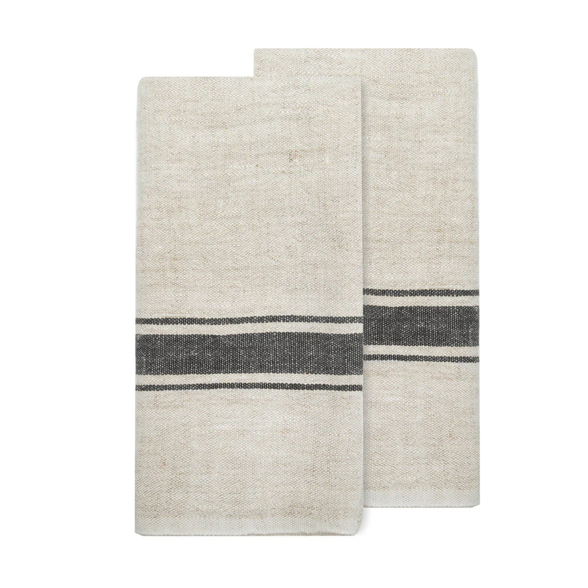 Marseille Tea Towels in Black & Natural, Set of 2