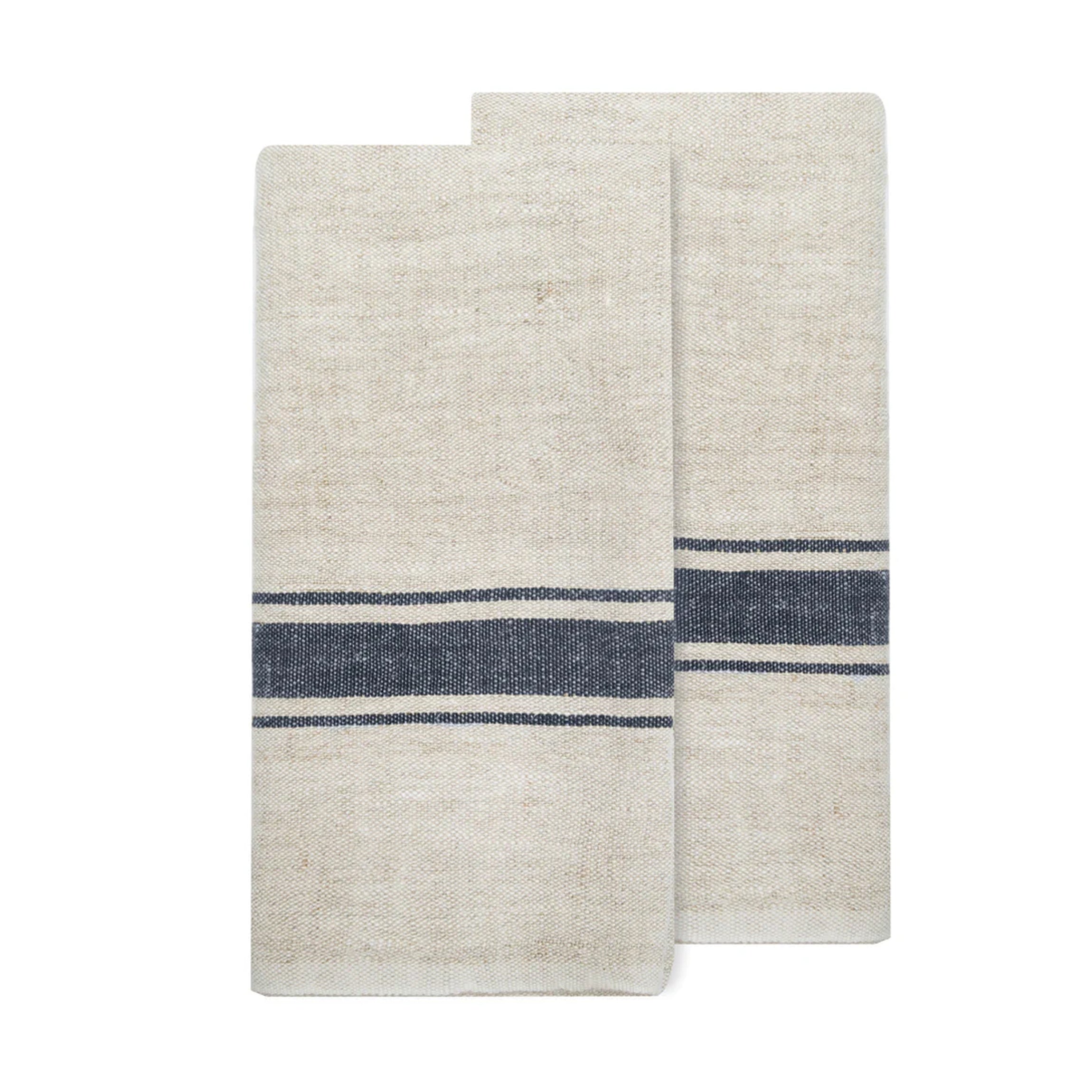 Marseille Tea Towels in Blue & Natural, Set of 2