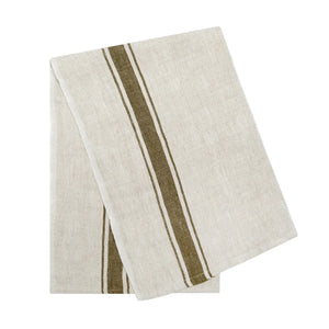 Marseille Tea Towels in Olive Green & Natural, Set of 2