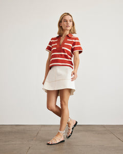 Melanie Top in Brick & Cream Stripe