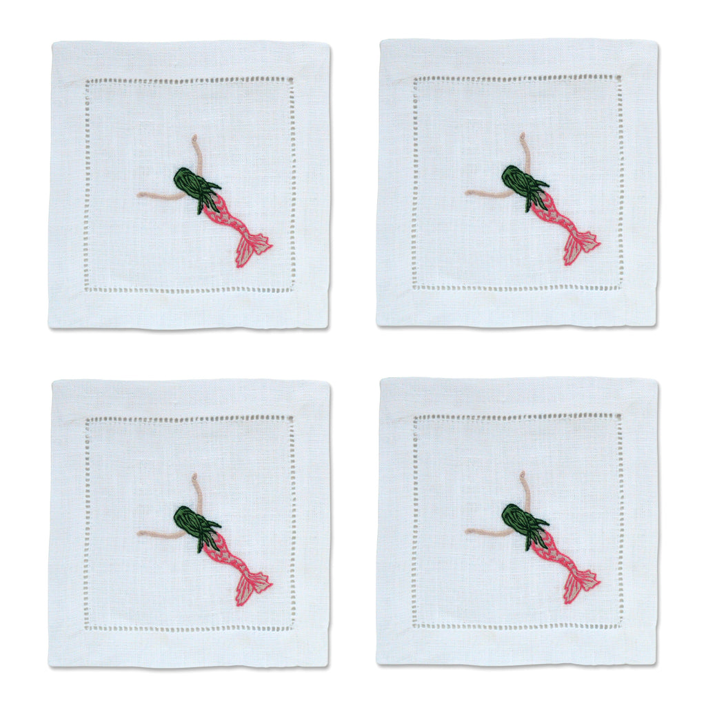 Mermaid Cocktail Napkins (4) Shells Chefanie