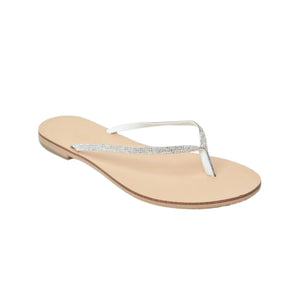 Milos Vegetable Tanned Leather Sandal in Silver Crystal