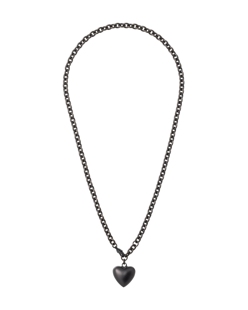 The Mini Puffy Heart Necklace in Black