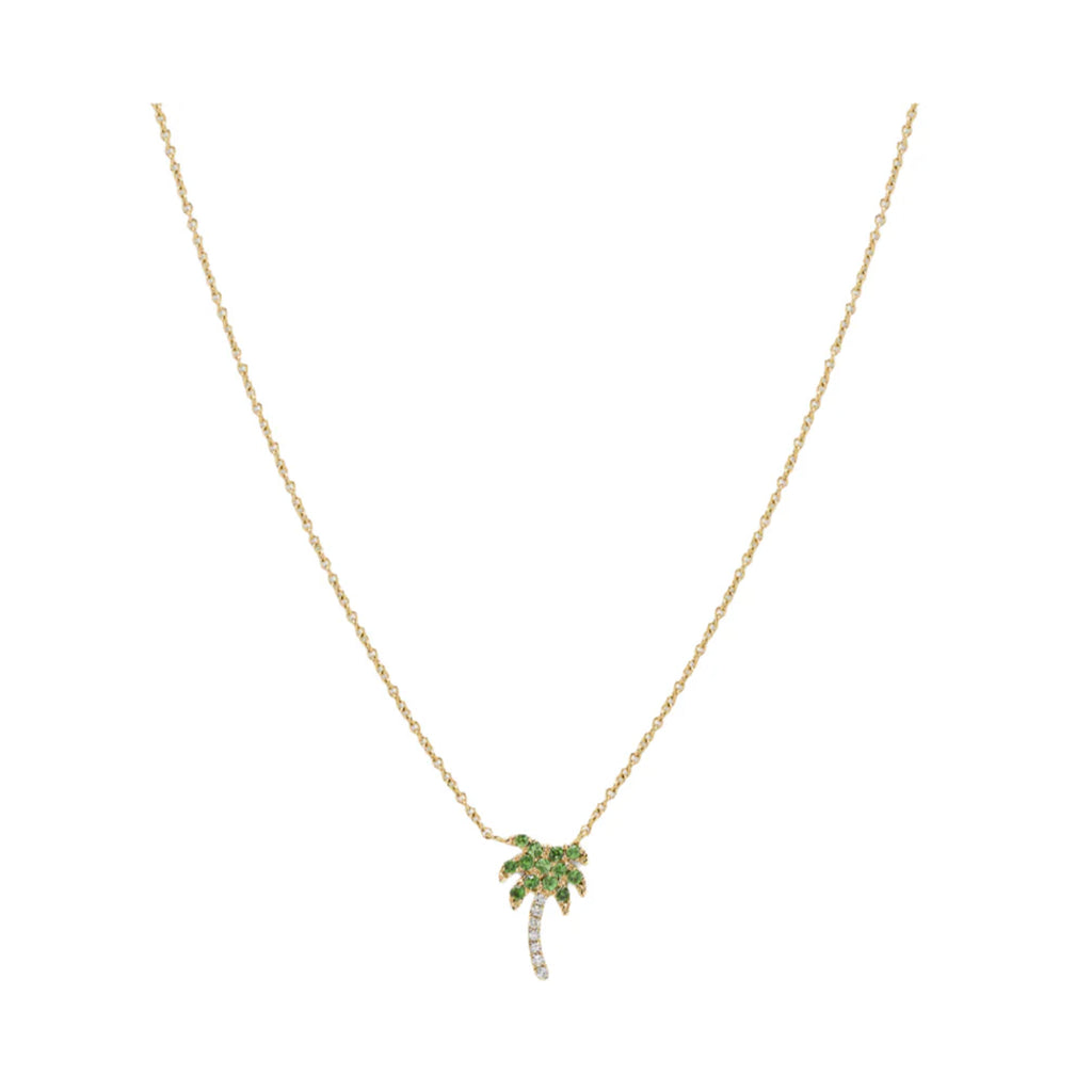 Mini Diamond & Garnet Palm Tree Necklace