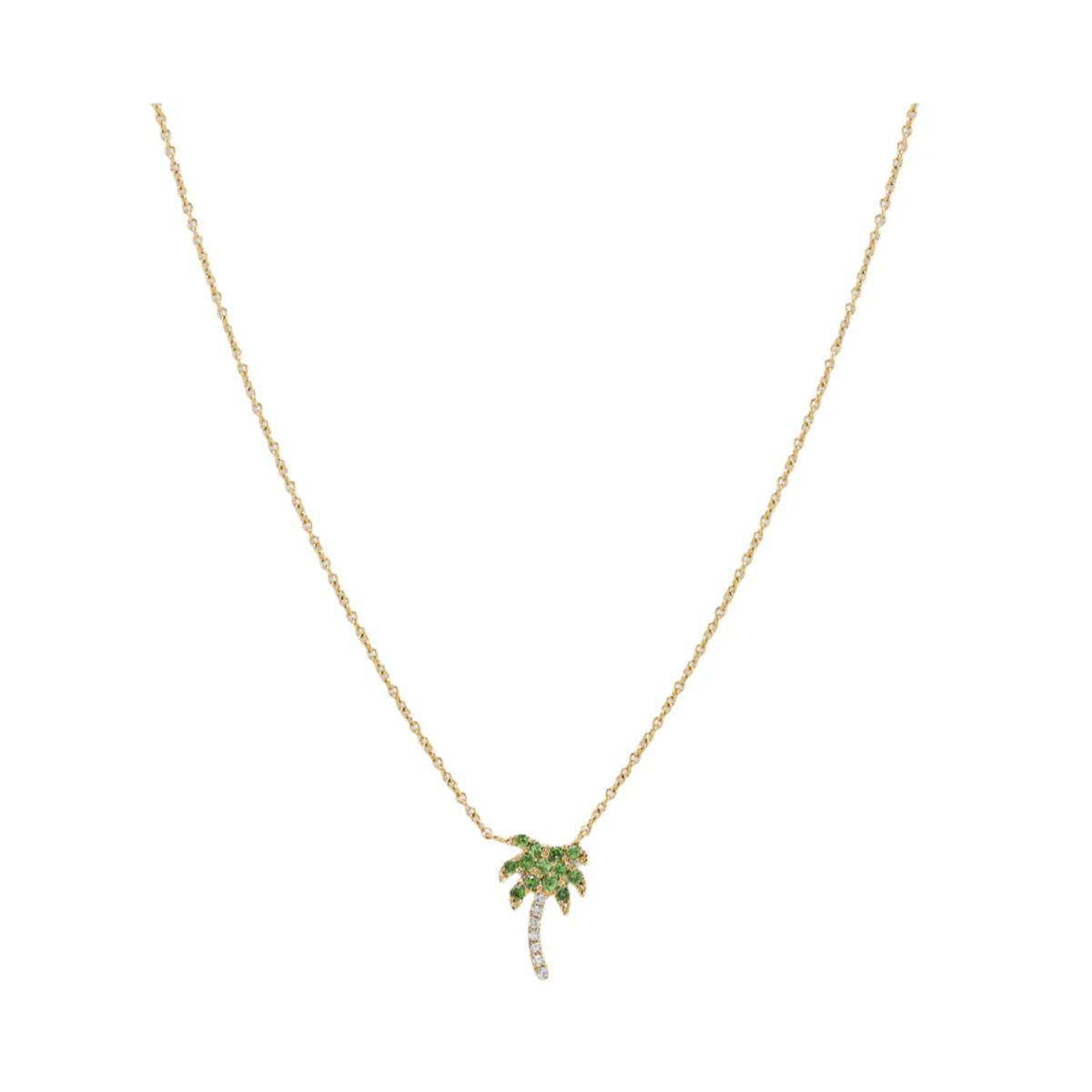 Mini Diamond & Garnet Palm Tree Necklace